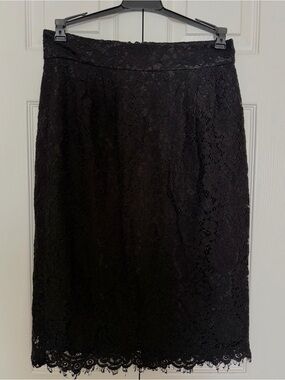 J. Crew Black Lace Pencil Skirt